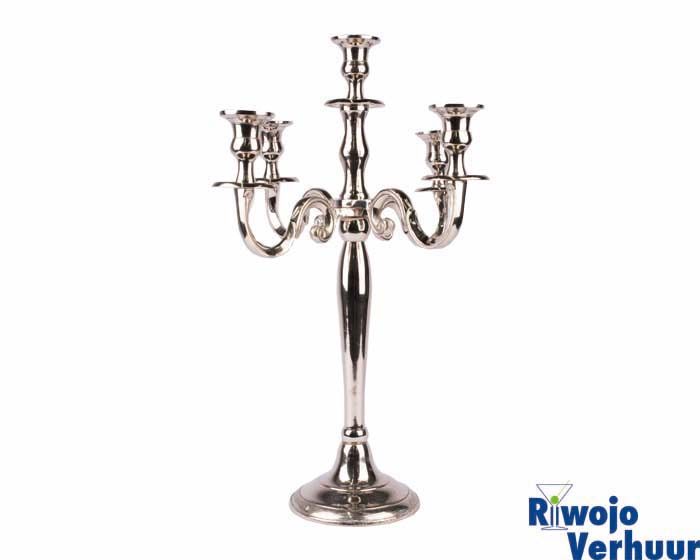 Barok kandelaar 40 cm goud 5-armige gepolijst aluminium kandelaar
