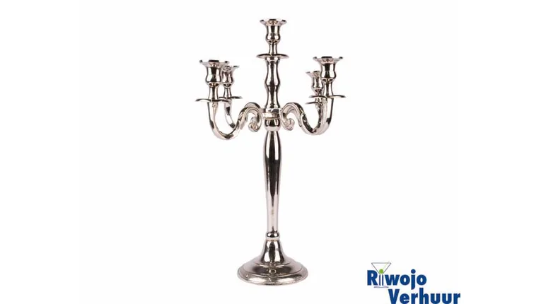 Barok kandelaar 40 cm goud 5-armige gepolijst aluminium kandelaar Barok kandelaar 40 cm goud 5-armige gepolijst aluminium kandelaar